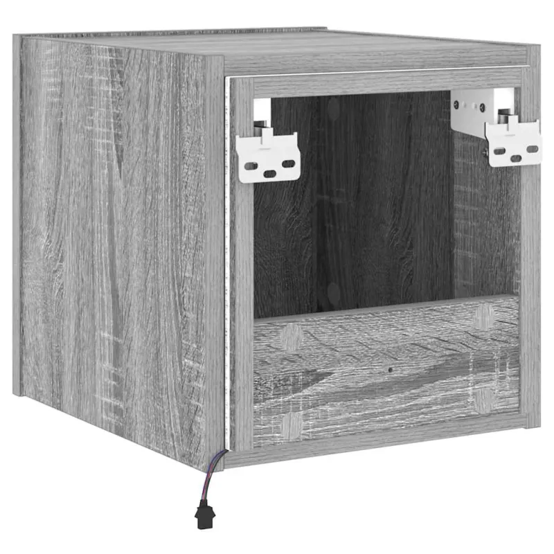 Sieninė TV spintelė su LED lemputėmis, pilka, 30,5x35x30cm