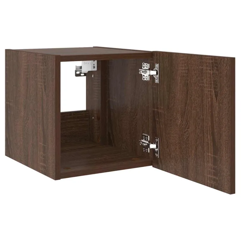 Sieninė TV spintelė su LED lemputėmis, ruda, 30,5x35x30cm