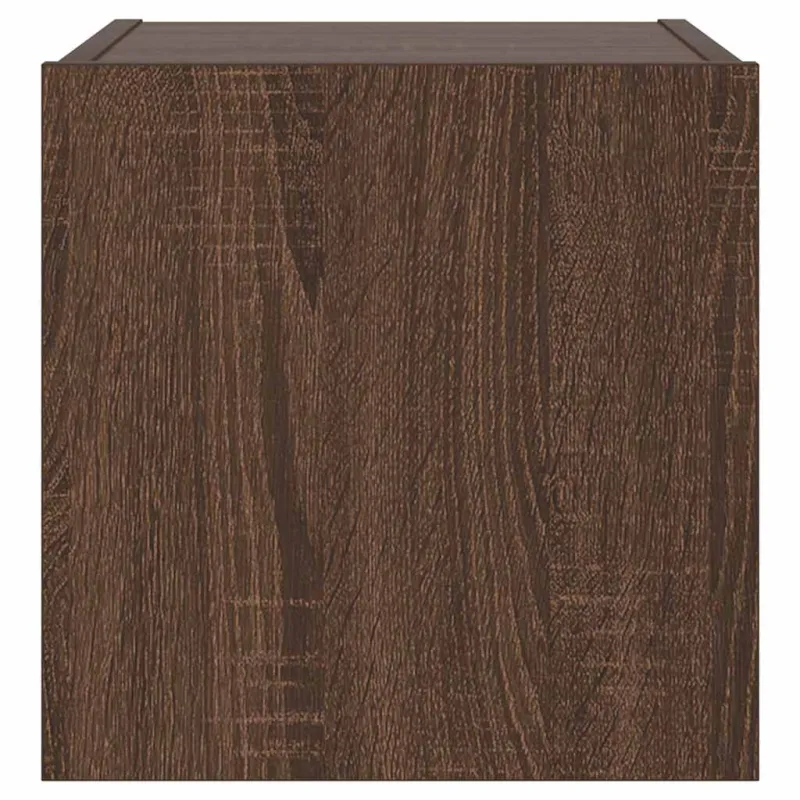 Sieninė TV spintelė su LED lemputėmis, ruda, 30,5x35x30cm