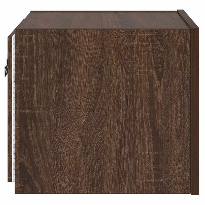 Sieninė TV spintelė su LED lemputėmis, ruda, 30,5x35x30cm