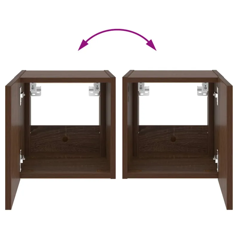 Sieninė TV spintelė su LED lemputėmis, ruda, 30,5x35x30cm