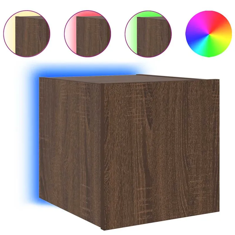 Sieninės TV spintelės su LED, 2vnt., rudos, 30,5x35x30cm