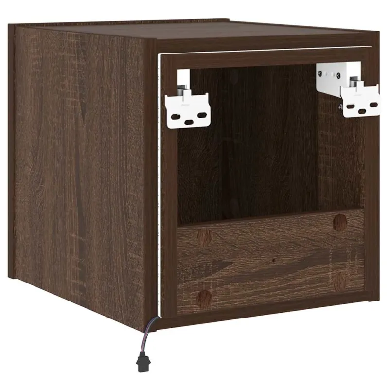 Sieninės TV spintelės su LED, 2vnt., rudos, 30,5x35x30cm
