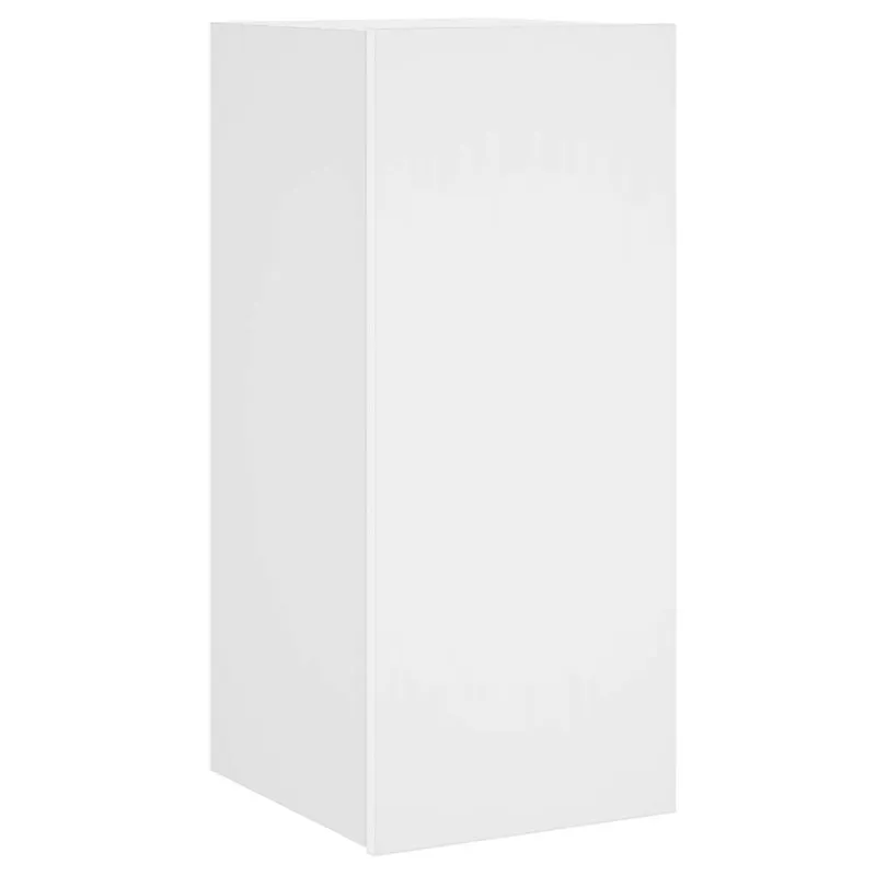 Sieninė TV spintelė su LED lemputėmis, balta, 30,5x35x70cm