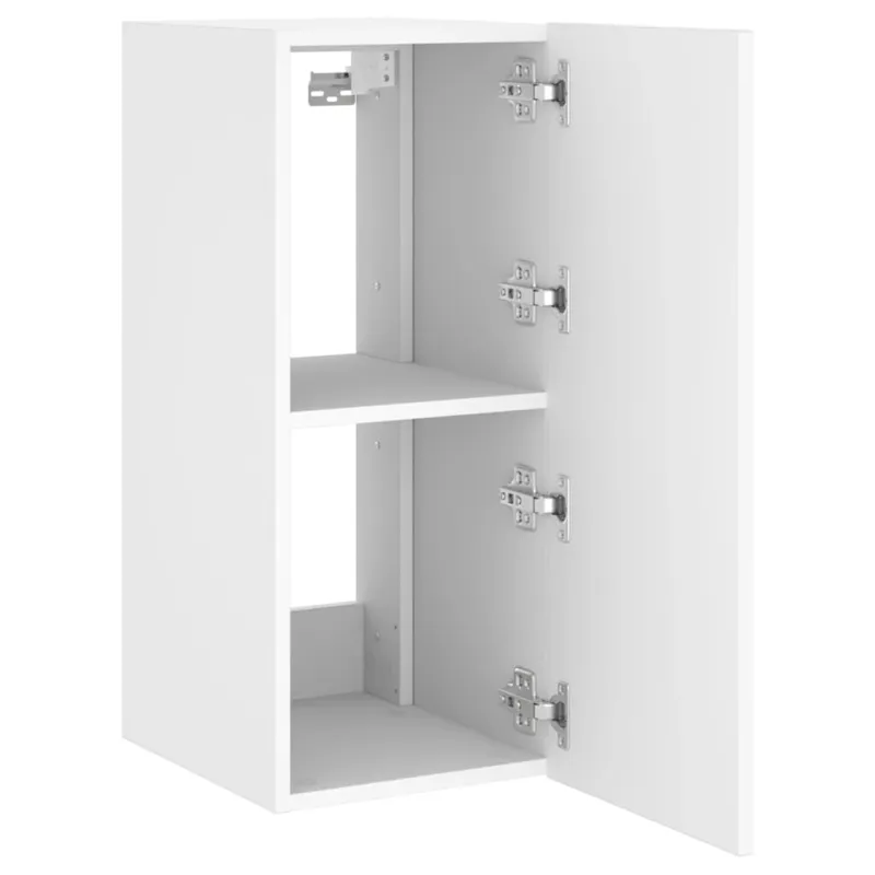 Sieninė TV spintelė su LED lemputėmis, balta, 30,5x35x70cm