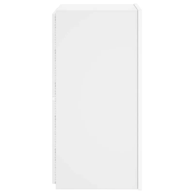 Sieninė TV spintelė su LED lemputėmis, balta, 30,5x35x70cm
