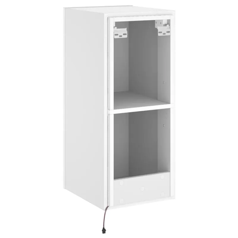 Sieninė TV spintelė su LED lemputėmis, balta, 30,5x35x70cm