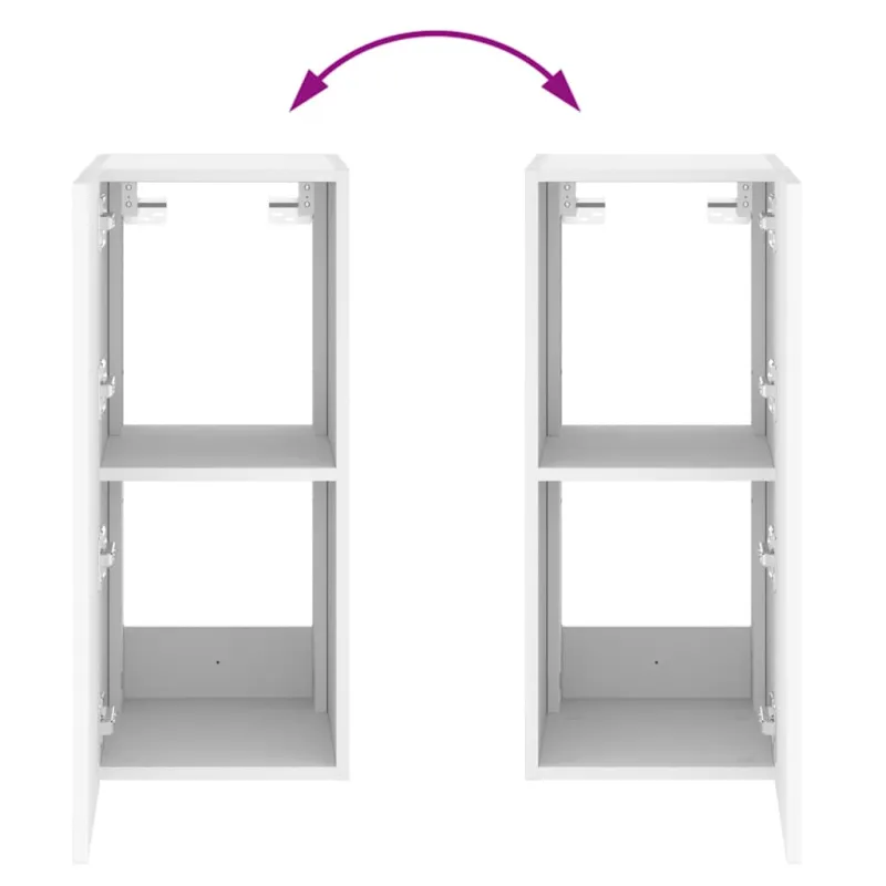 Sieninė TV spintelė su LED lemputėmis, balta, 30,5x35x70cm