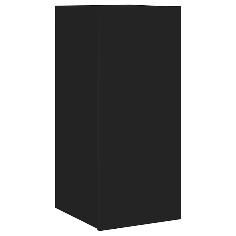 Sieninė TV spintelė su LED lemputėmis, juoda, 30,5x35x70cm
