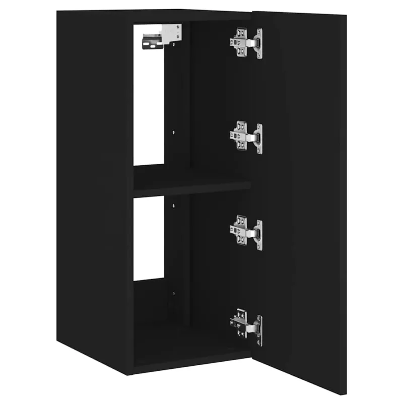 Sieninė TV spintelė su LED lemputėmis, juoda, 30,5x35x70cm