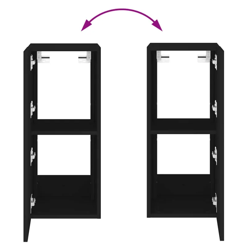 Sieninė TV spintelė su LED lemputėmis, juoda, 30,5x35x70cm