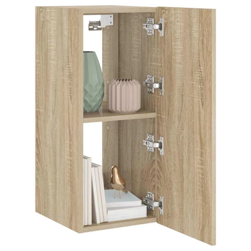 Sieninė TV spintelė su LED lemputėmis, ąžuolo, 30,5x35x70cm