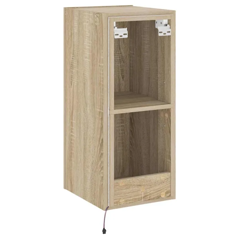 Sieninė TV spintelė su LED lemputėmis, ąžuolo, 30,5x35x70cm