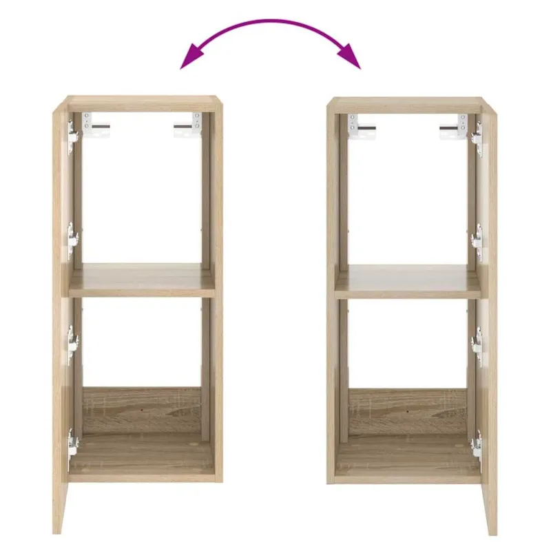 Sieninė TV spintelė su LED lemputėmis, ąžuolo, 30,5x35x70cm