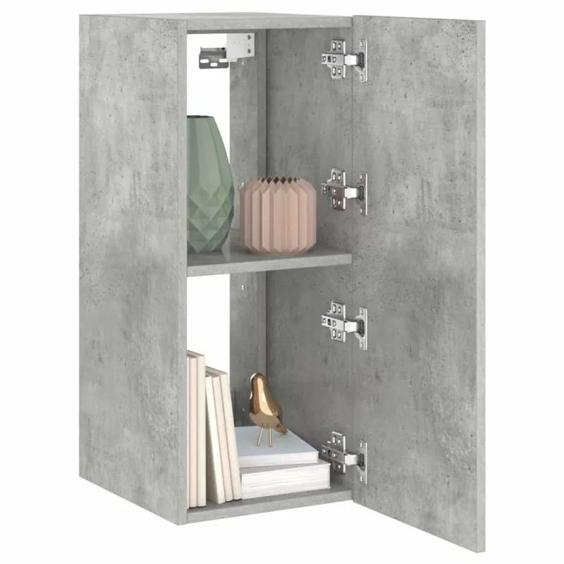 Sieninė TV spintelė su LED lemputėmis, betono, 30,5x35x70cm
