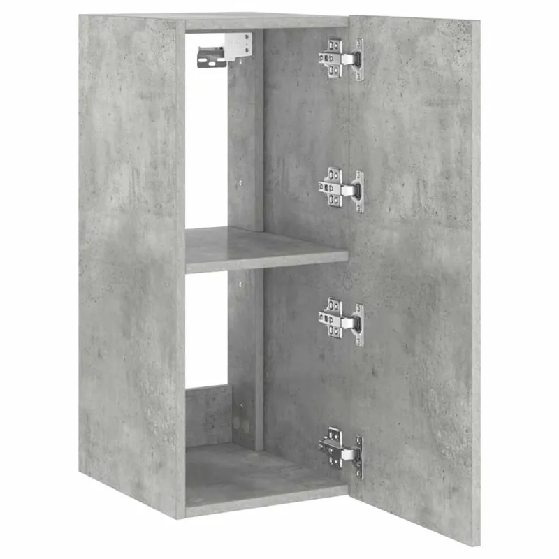 Sieninė TV spintelė su LED lemputėmis, betono, 30,5x35x70cm