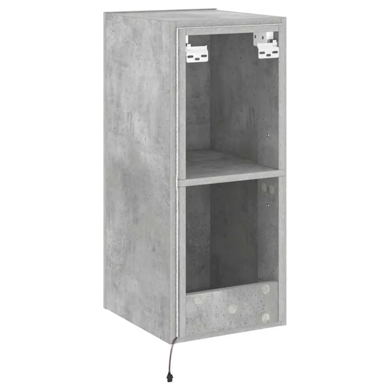 Sieninė TV spintelė su LED lemputėmis, betono, 30,5x35x70cm