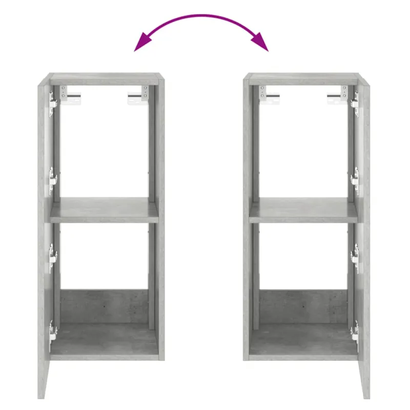 Sieninė TV spintelė su LED lemputėmis, betono, 30,5x35x70cm