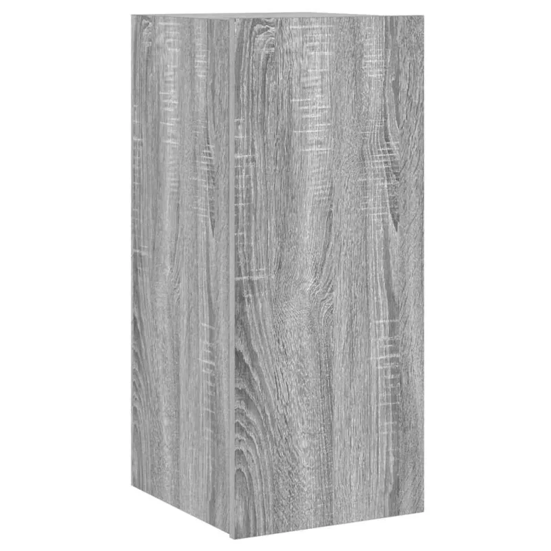 Sieninė TV spintelė su LED lemputėmis, pilka, 30,5x35x70cm