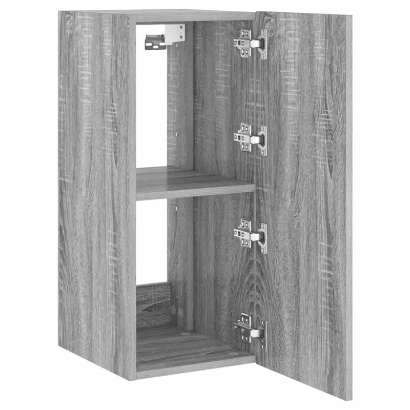 Sieninė TV spintelė su LED lemputėmis, pilka, 30,5x35x70cm