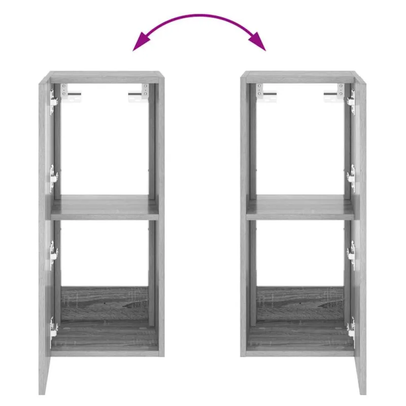 Sieninė TV spintelė su LED lemputėmis, pilka, 30,5x35x70cm