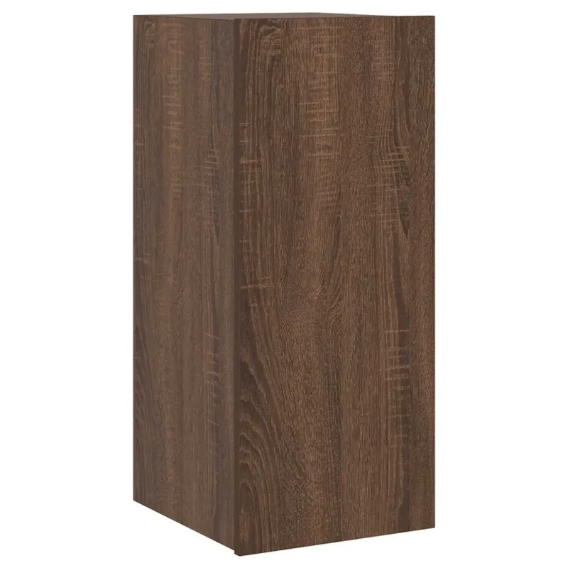 Sieninė TV spintelė su LED lemputėmis, ruda, 30,5x35x70cm