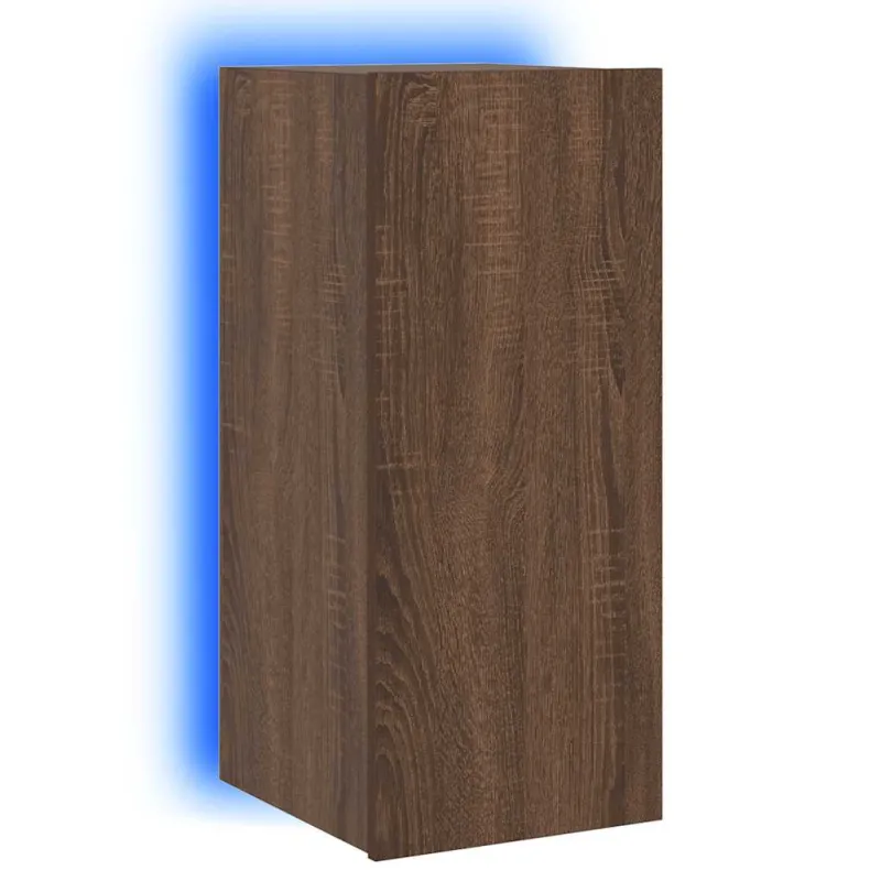 Sieninė TV spintelė su LED lemputėmis, ruda, 30,5x35x70cm