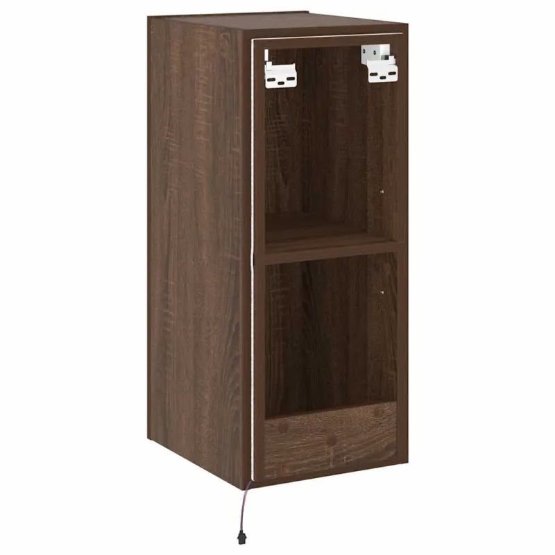Sieninė TV spintelė su LED lemputėmis, ruda, 30,5x35x70cm