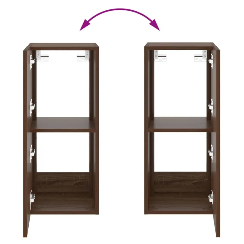 Sieninė TV spintelė su LED lemputėmis, ruda, 30,5x35x70cm