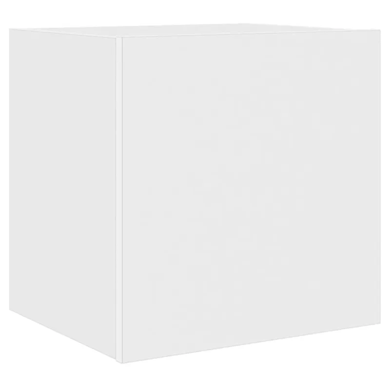 Sieninė TV spintelė su LED lemputėmis, balta, 40,5x35x40cm