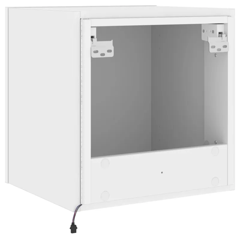 Sieninė TV spintelė su LED lemputėmis, balta, 40,5x35x40cm