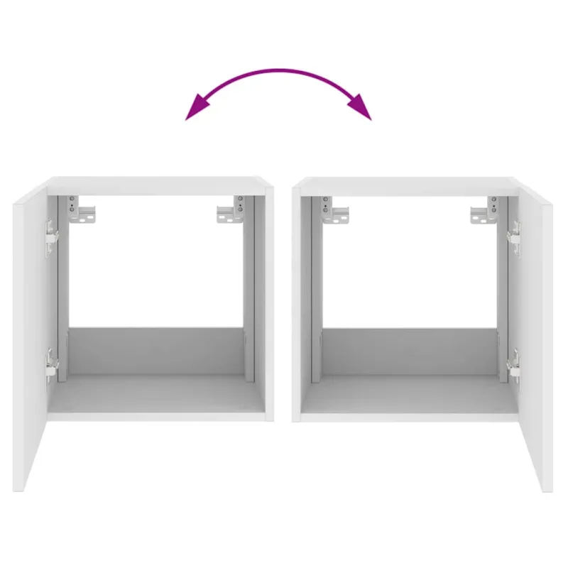 Sieninės TV spintelės su LED, 2vnt., baltos, 40,5x35x40cm