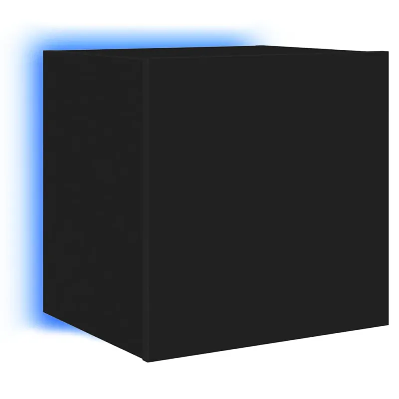 Sieninė TV spintelė su LED lemputėmis, juoda, 40,5x35x40cm