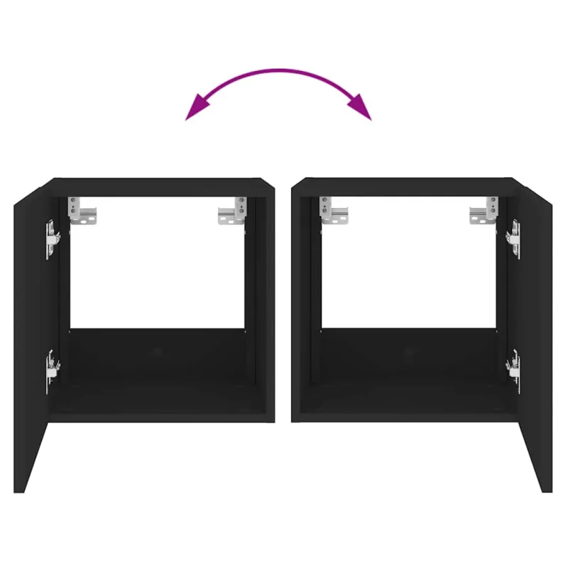 Sieninė TV spintelė su LED lemputėmis, juoda, 40,5x35x40cm
