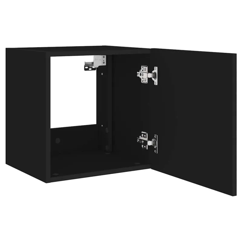 Sieninės TV spintelės su LED, 2vnt., juodos, 40,5x35x40cm