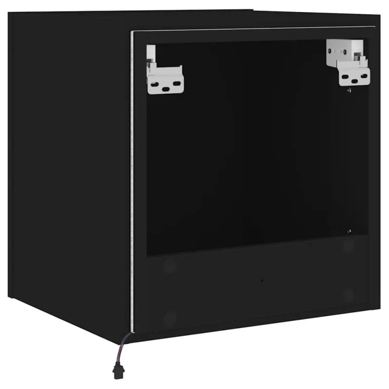 Sieninės TV spintelės su LED, 2vnt., juodos, 40,5x35x40cm