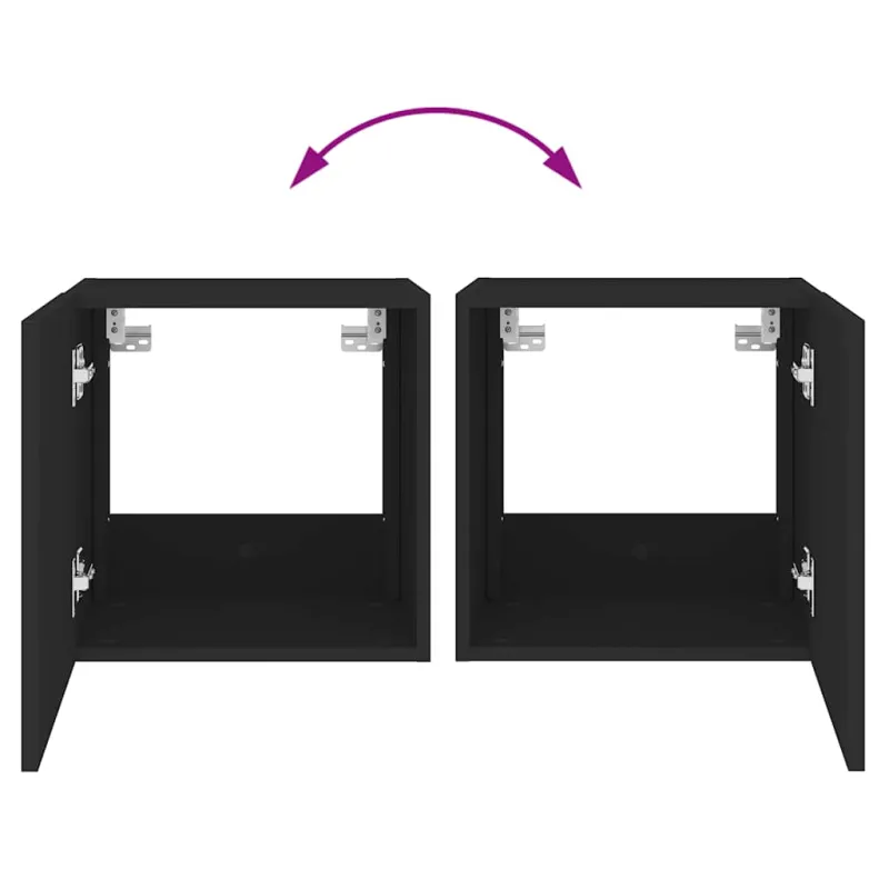 Sieninės TV spintelės su LED, 2vnt., juodos, 40,5x35x40cm