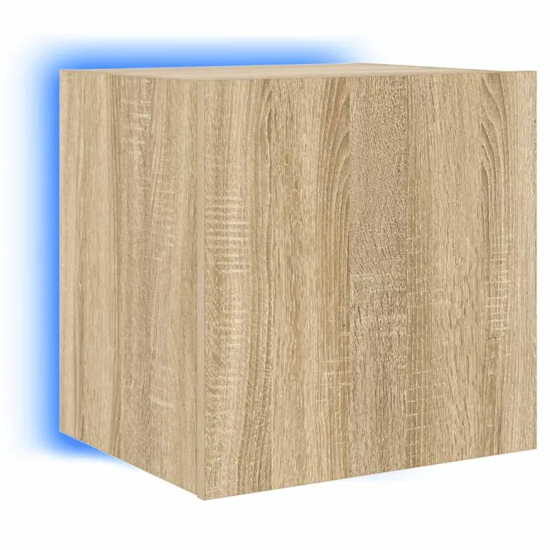 Sieninė TV spintelė su LED lemputėmis, ąžuolo, 40,5x35x40cm