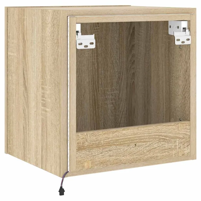 Sieninė TV spintelė su LED lemputėmis, ąžuolo, 40,5x35x40cm