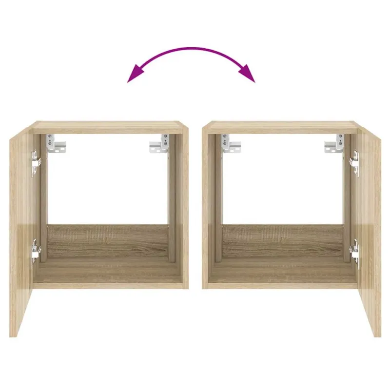 Sieninė TV spintelė su LED lemputėmis, ąžuolo, 40,5x35x40cm