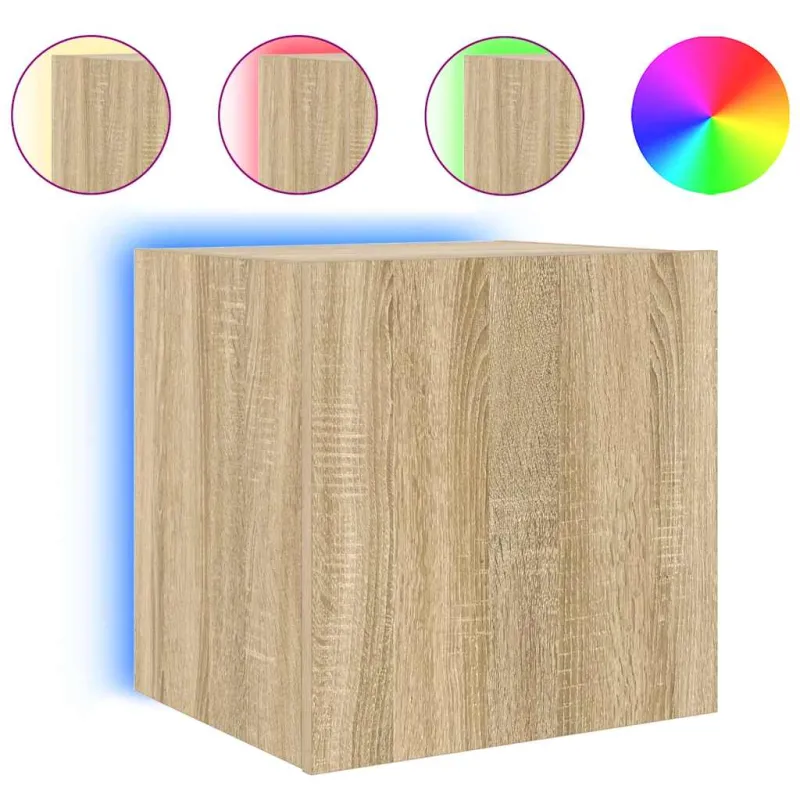 Sieninės TV spintelės su LED, 2vnt., ąžuolo, 40,5x35x40cm