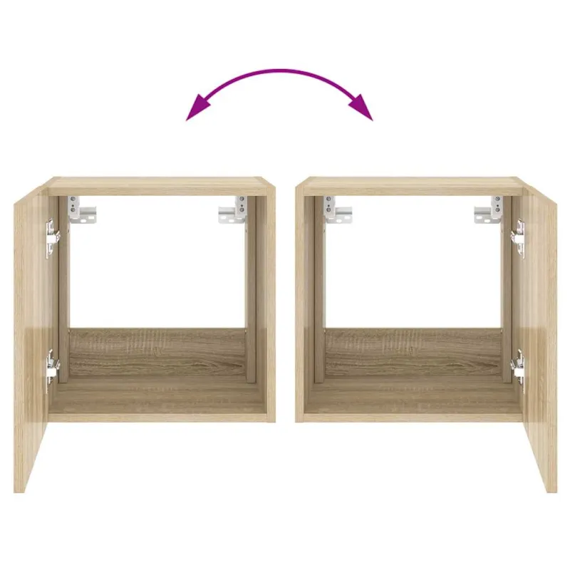 Sieninės TV spintelės su LED, 2vnt., ąžuolo, 40,5x35x40cm