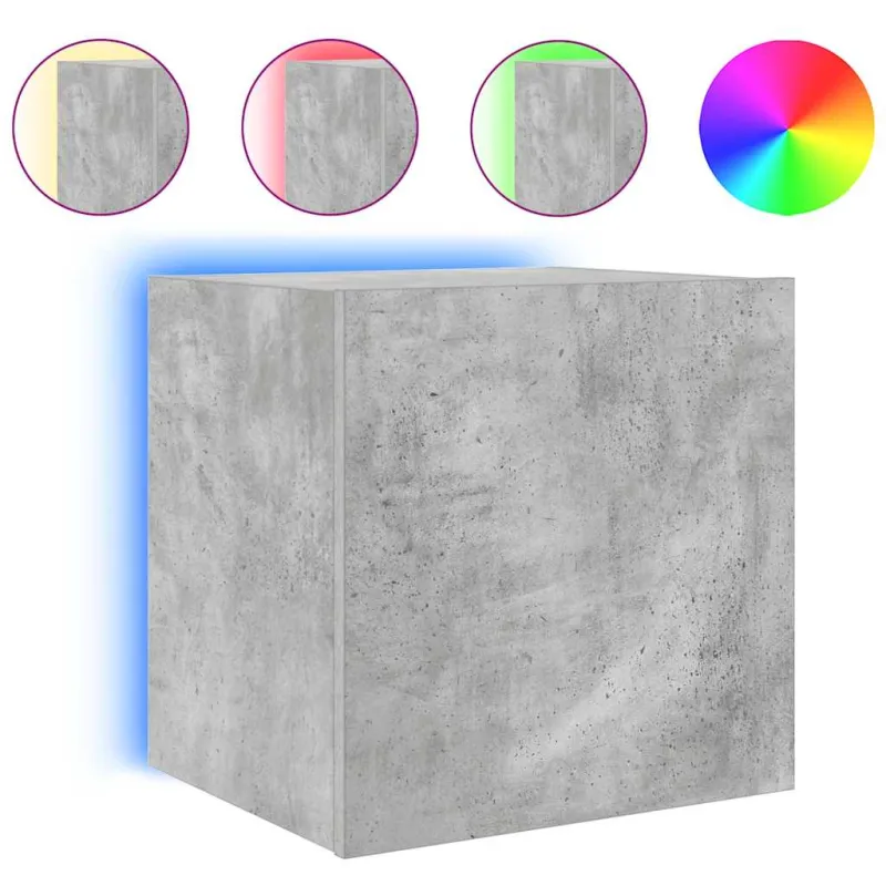 Sieninės TV spintelės su LED, 2vnt., betono, 40,5x35x40cm