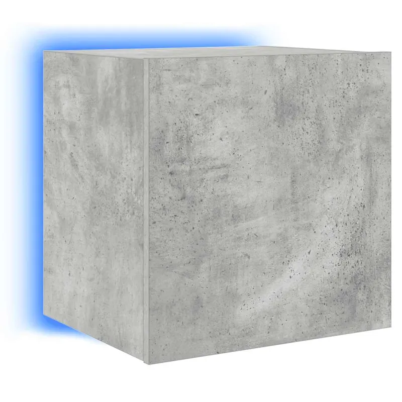 Sieninės TV spintelės su LED, 2vnt., betono, 40,5x35x40cm