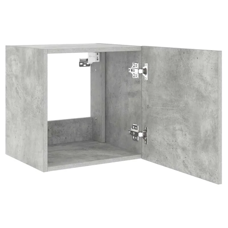 Sieninės TV spintelės su LED, 2vnt., betono, 40,5x35x40cm