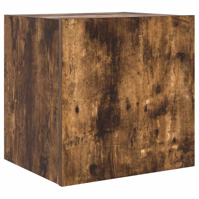 Sieninė TV spintelė su LED lemputėmis, dūminė, 40,5x35x40cm