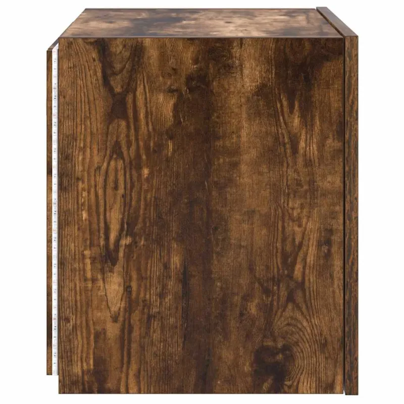 Sieninė TV spintelė su LED lemputėmis, dūminė, 40,5x35x40cm
