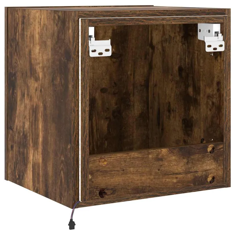 Sieninė TV spintelė su LED lemputėmis, dūminė, 40,5x35x40cm
