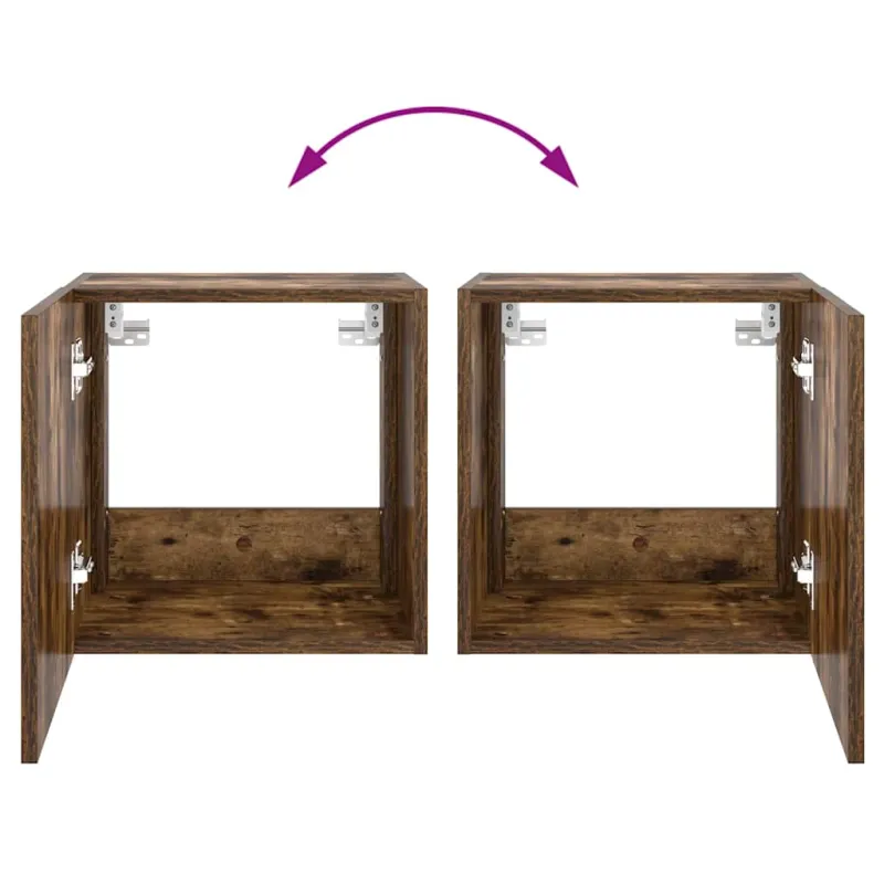 Sieninė TV spintelė su LED lemputėmis, dūminė, 40,5x35x40cm