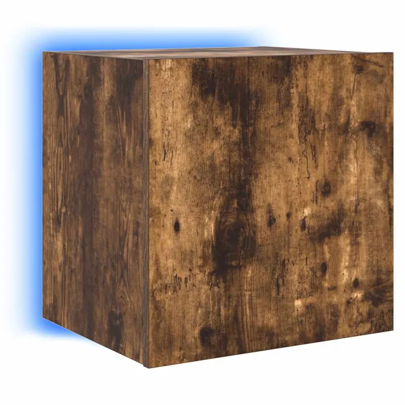 Sieninės TV spintelės su LED, 2vnt., dūminės, 40,5x35x40cm